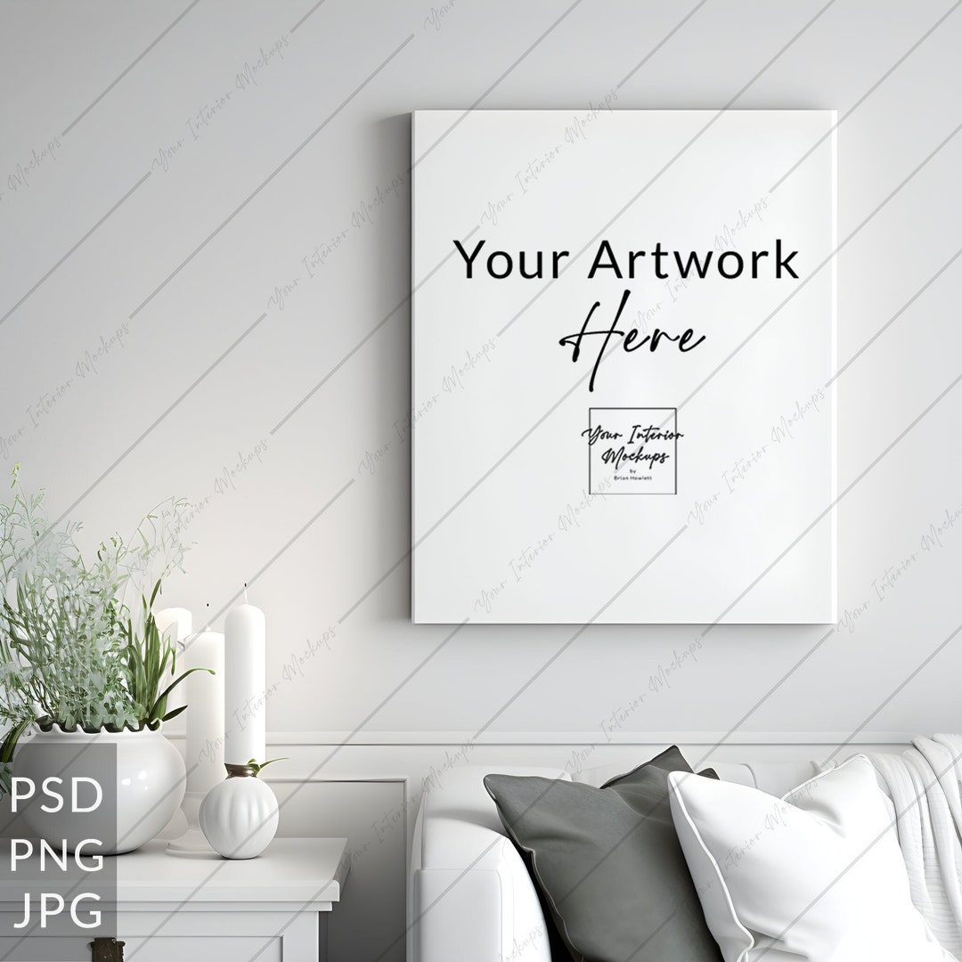 Canvas Mockup in Home Interior, Mockup Canvas, Home Interior Canvas