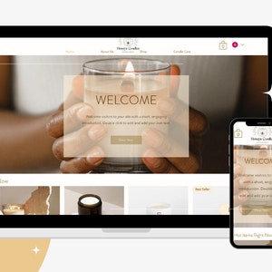 NEW! Wix Website Template Design for Candle Shops | Honeys Candles | Modern, Elegant, and Clean Website Template for Candle Shops