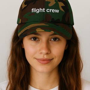 Flight Crew Embroidered Classic Dad Cap | Stylish Hat for Travelers, Gift for Pilots, Casual Everyday Wear, Holiday Gift, Embroidery