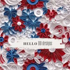 Paper Flowers Seamless File, Digital Seamless Pattern, Digital Paper, Sublimation, 3D Seamless Pattern, Cake Topper, Tumbler Wrap Template