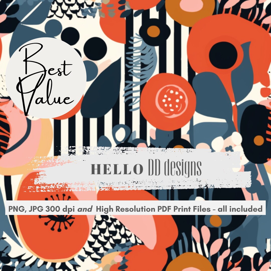 Digital Seamless Pattern File, Spring Summer Floral Print, Boho ...