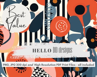 Digital Seamless Pattern File, Spring Summer Floral Print, Boho Seamless Pattern Repeating File, Fabric Printing, Sublimation, Tumbler Wrap