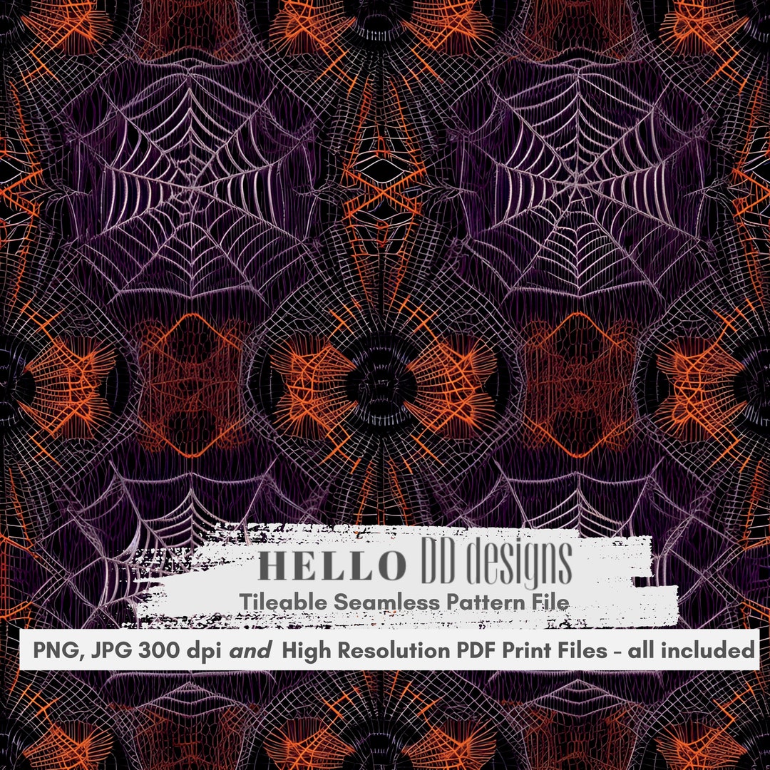 Spiderweb Halloween Seamless Pattern, Fall Seamless, Fall Digital ...