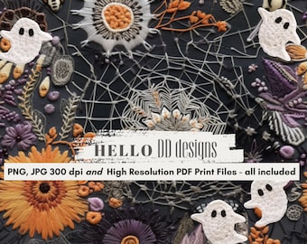 Embroidery Seamless File, Halloween Embroidery seamless, Ghost embroidery seamless, Cute Halloween embroidery Seamless, Trippy ghost