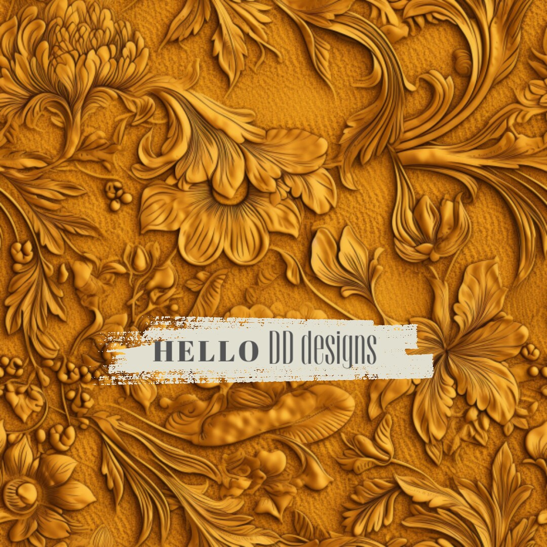 Floral Seamless Embossed Tooled Leather PNG, Leather Digital Paper ...