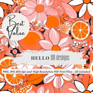 Digital Seamless Pattern File, Spring Summer Floral Print, Boho Seamless Pattern Repeating File, Fabric Printing, Sublimation, Tumbler Wrap