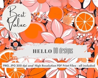 Digital Seamless Pattern File, Spring Summer Floral Print, Boho Seamless Pattern Repeating File, Fabric Printing, Sublimation, Tumbler Wrap