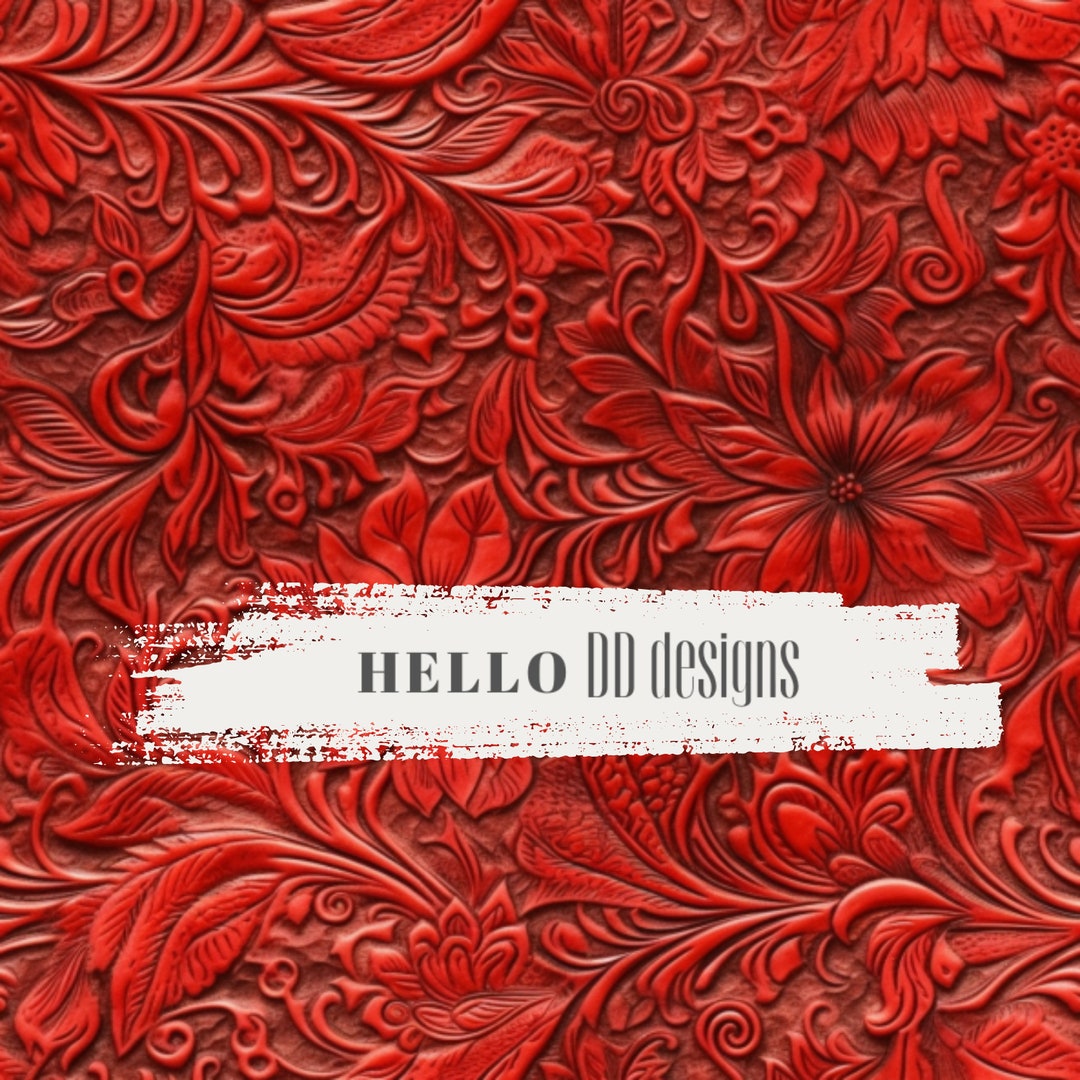 Floral Seamless Embossed Tooled Leather PNG, Leather Digital Paper ...
