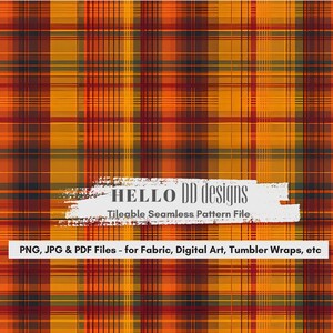 Fall Plaid Seamless Digital Pattern File Thanksgiving Tumbler Sublimation, Paper Craft, Print Fabric, Pillow Design, Fall Decor DIY