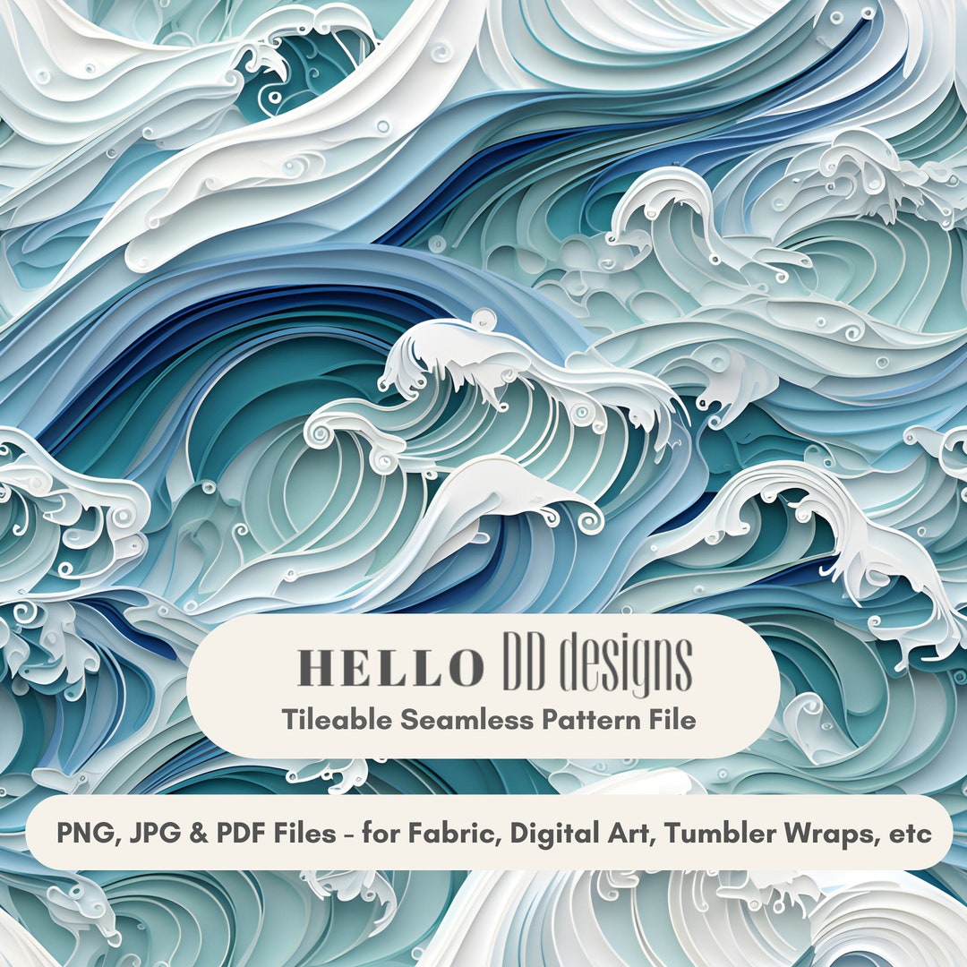 Ocean Waves Seamless Pattern File, Sublimation Tumbler Wrap, Abstract ...