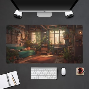 Lofi Anime Desk Mat kawaii livingroom mouse pad cottagecore desk mat Big gaming XXL Mouse pad Desk mat mouse pad