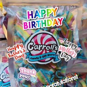 Buste regalo con biglietto (per tutte le occasioni) - 700 g o 900 g - Frizzanti, gommose, al cioccolato, gelatinose/gommose, miste - Personalizzate