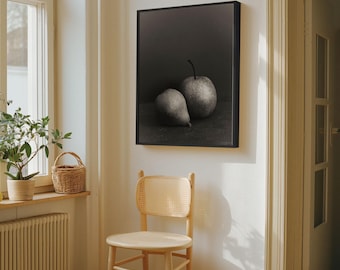 Black and White Pear Still Life Print, Still Life Fruit Decor, Still Life Wall Art, Fine Art Photography Pear Prints