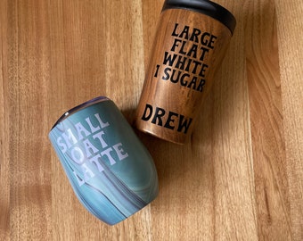 Coffee Cup Order Vinyl Sticker AND personalised name