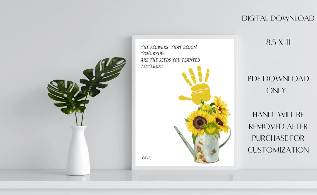 Kids Handprint Flower Art With Quote 13 Etsy