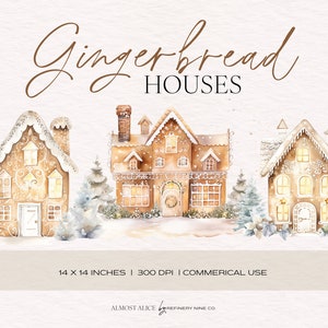 Gingerbread House, Winter White, Transparent PNG, Watercolor Clipart, Scrapbook, Stationary, Christmas, Holiday