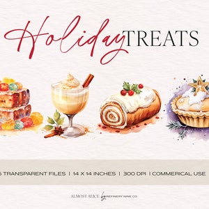 HOLIDAY TREATS, Watercolor clipart, Christmas, Winter Solstice, Scrapbooking, Designer, Stationary, Seasons, Holiday, Transparent PNG