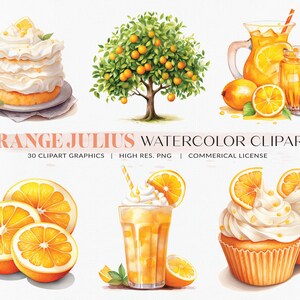Orange Julius Clipart - food clipart, digital watercolor prints, digital download, instant download, PNG files, Commercial use