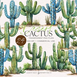 Wüsten Kaktus Aquarell Clipart, Scrapbooking, Junk Journaling, DIY-Projekte, Pflanzen, transparente PNG, begrenzte kommerzielle Nutzung
