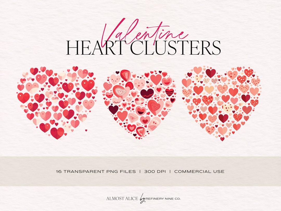 Valentine's Day Heart Clipart Bundle: Transparent PNG (commercial Use ...