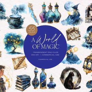 Magisches Clipart-Bundle: Fantasy-Illustrationen & verzauberte Elemente für Scrapbooking, Einladungen und digitales Basteln