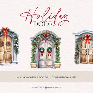 Vakantiedeuren, aquarel clipart, Kerstmis, Scrapbooking, ontwerper, stationair, seizoenen, vakantie, transparante PNG