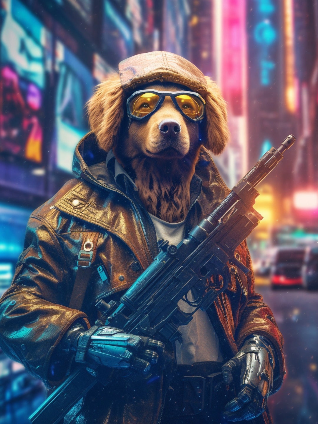 Cyberpunk Golden Retriever: 32 Image Bundle for Wall Art and More - Etsy