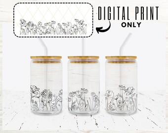Wildflowers | Libbey Glass Can Wrap | Digital Download | PNG | SVG