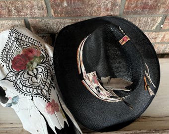 Black Straw Cowboy Western Hat One a Kind Designer  display picture 1