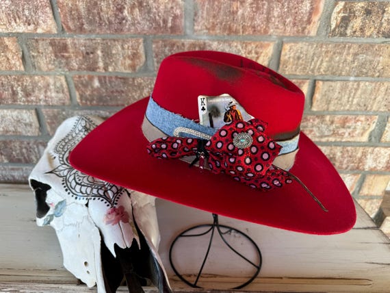 Branded Cowboy Hat, Burned Cowgirl Style, Red, Custom Band  display picture 1