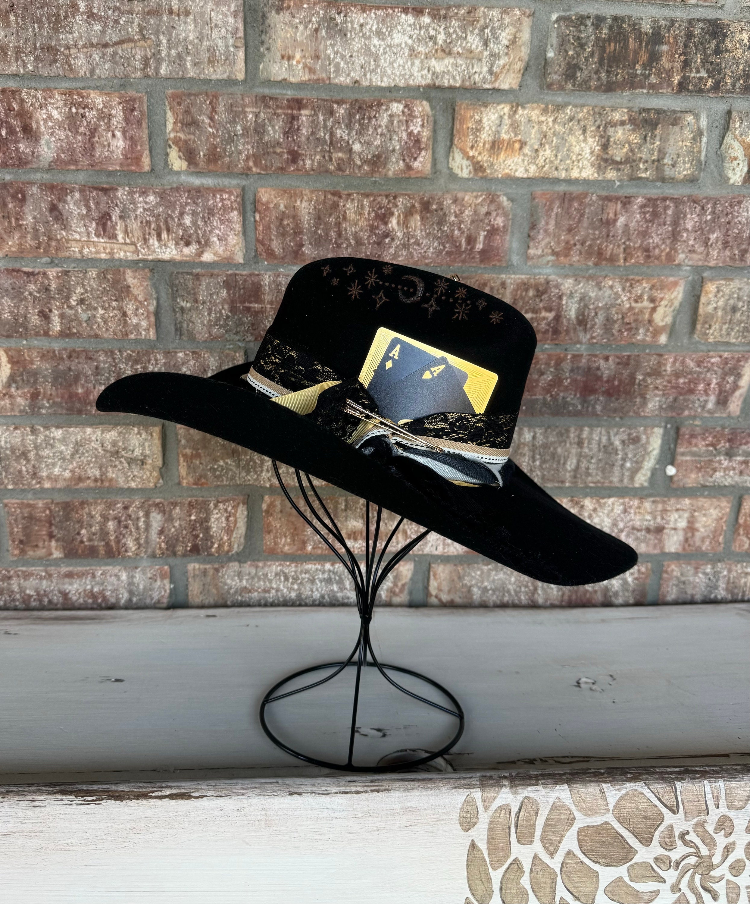 Hand Burned Cowgirl Hat: Yellowstone Style, Black, Small  display picture 3