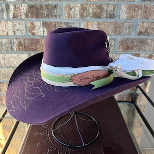 Burned Hat - Cowboy Hat - Branded Hat- Western Hat -Burnt Hat - Custom Hat - Rodeo - Gift - PLUM COUNTRY