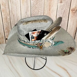 Straw Hat - Cowboy Hat - Cattleman’s CrownHat -  Gray  - Summer Hat - BADLANDS GRAY