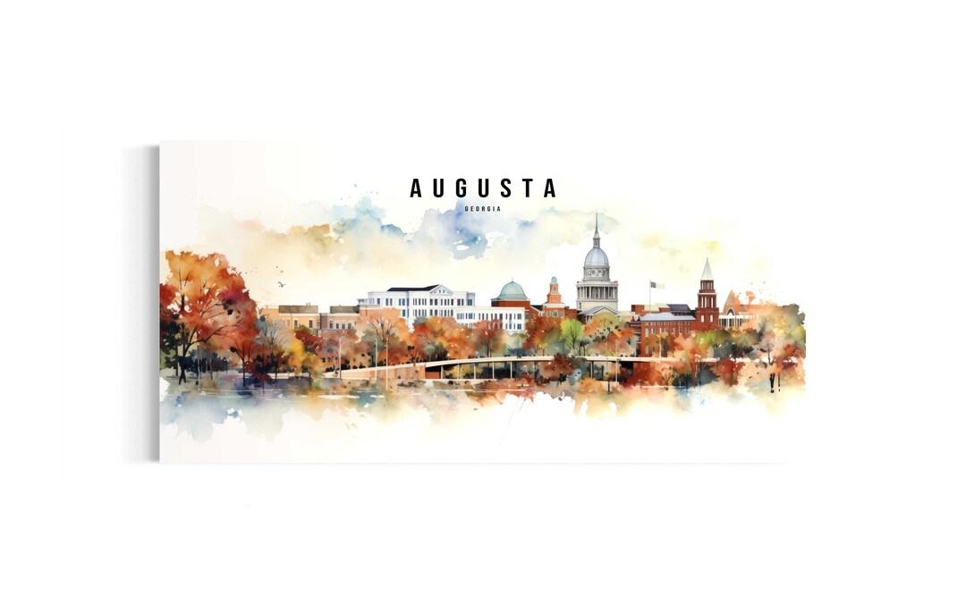 Augusta Art Print Painting on Canvas, US Cities Wall Art