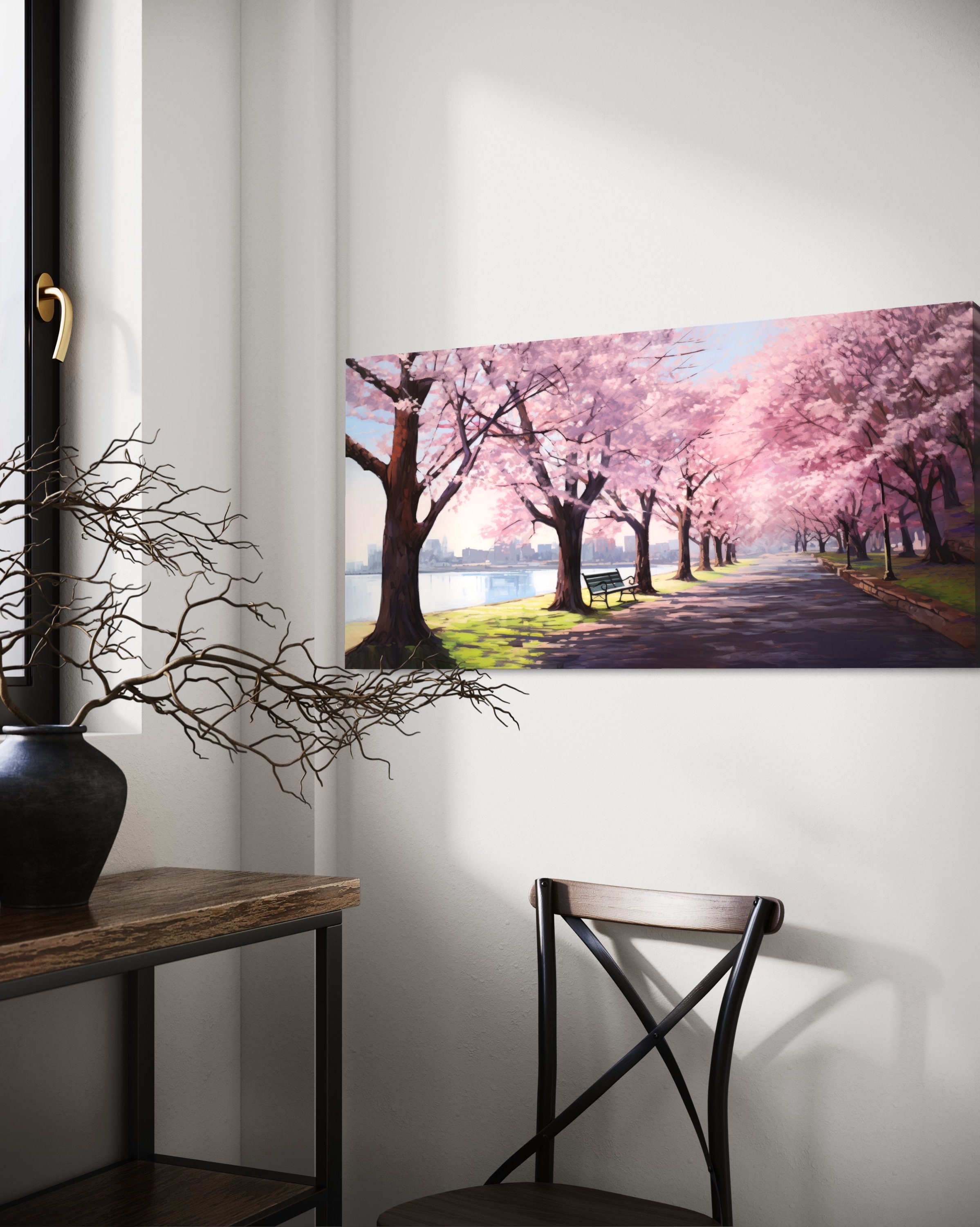 Cherry Blossoms Wall Art Painting on Canvas, Wall Art Artwork Gallery ...