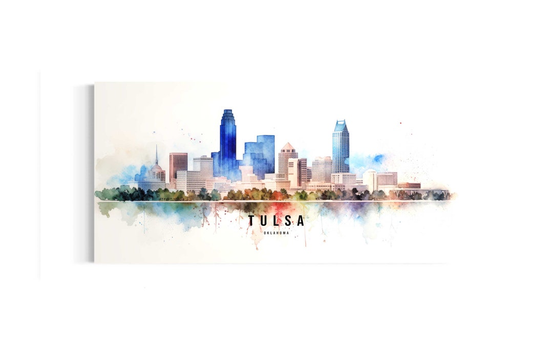 Tulsa Oklahoma Wall Art Painting on Canvas, US Cities Wall Art Artwork