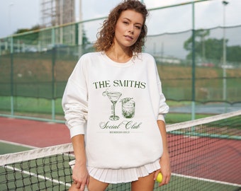 PERSONALIZED Last Name Social Club Crewneck // Custom Bachelorette Merch // Bridal Party Wedding Sweatshirt // Cocktail Bachelorette Theme
