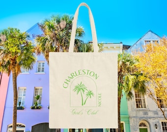 Charleston Bachelorette Canvas Tote Bag, Custom Bachelorette Tote, Custom Location Bag, Bach Beach Bag, Bridesmaids Gift Bag