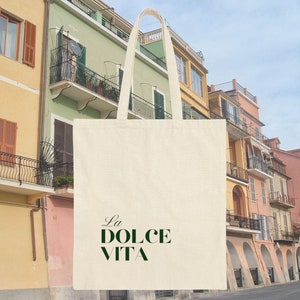 La Dolce Vita Canvas Tote Bag // Italy Tote Bag // Custom Bachelorette Tote // Personalized Beach Bag // Wedding Welcome Bag
