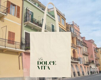 La Dolce Vita Canvas Tote Bag // Italy Tote Bag // Custom Bachelorette Tote // Personalized Beach Bag // Wedding Welcome Bag