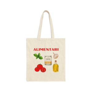 ALIMENTARI Canvas Tote Bag // Italy Canvas Tote // Italian Groceries Tote Bag // Gift Bag // Italy Lover Tote Bag // Gifts for Her