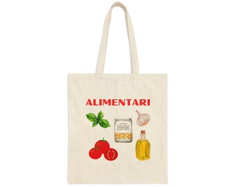 ALIMENTARI Canvas Tote Bag // Italy Canvas Tote // Italian Groceries Tote Bag // Gift Bag // Italy Lover Tote Bag // Gifts for Her