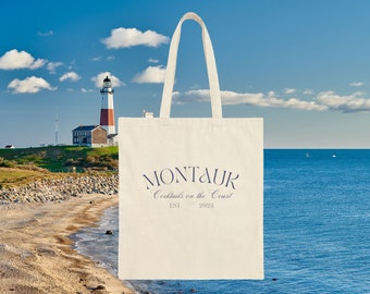 MONTAUK Coastal Bachelorette Canvas Tote Bag // Montauk Bachelorette Tote // Custom Location Bach Beach Bag // Bridesmaids Gift Bag