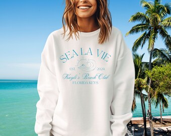 SEA LA VIE Coastal Bachelorette Sweatshirt // Beach Club Crewneck // Personalized Bachelorette Merch // Coastal Bridesmaids Sweatshirts