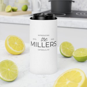 DESTINATION WEDDING Custom Can Cooler // Personalized Last Name Wedding Koozie // Custom Wedding Favors