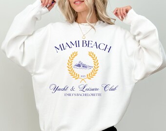 MIAMI Custom Bachelorette Sweatshirt // Bridal Party Crewneck // Yacht and Leisure Club // Custom Bridesmaids Merch
