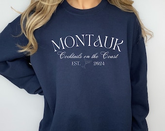 MONTAUK Coastal Bachelorette Sweatshirt // Cocktails on the Coast Crewneck // Personalized Bachelorette Merch // Bridesmaids Sweatshirts