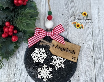 Personalized Christmas Ornament, Stocking Stuffer, Customized Ornament, 2024 Ornament, Name Ornament, Wood Ornament, Snowflake Ornament