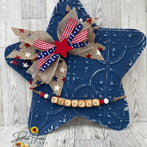 Faux Tin Tile Star, Americana, 4th of July, Wall Decor, Patriotic, Summer Decor, Farmhouse, Freedom