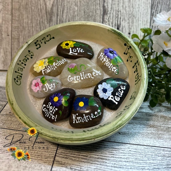 Scripture Stone~ Fruit of the Spirit, Meditation Stones, Zen Garden, Mother’s Day, Sentiment Stones, Farmhouse Decor, Prayer Stones, Bible